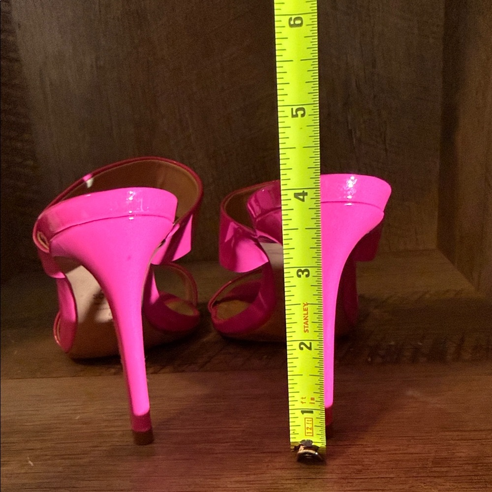 Schutz Leia Mule Heel Sandals in neon pink - Picture 6 of 13